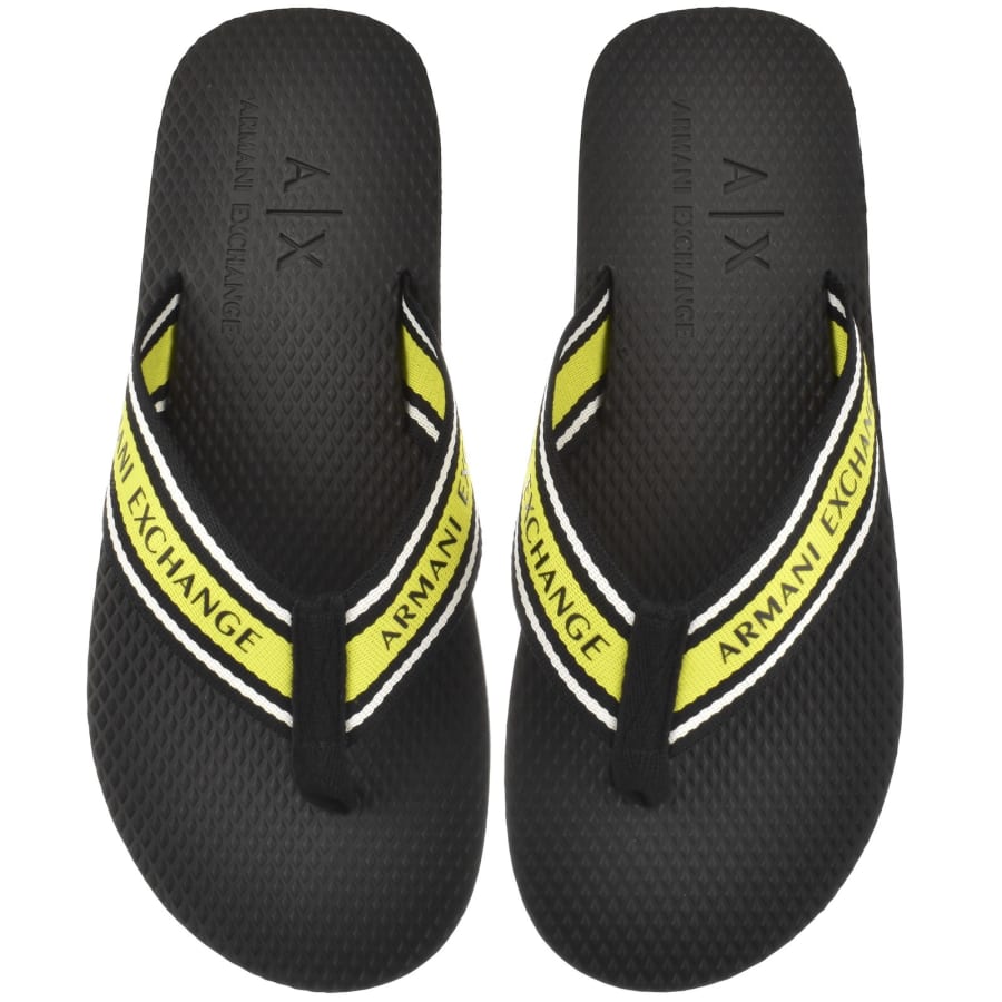 Armani Exchange Logo Flip Flops Black